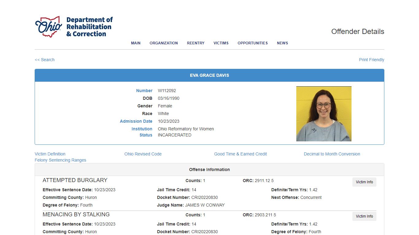 Offender Details - appgateway.drc.ohio.gov