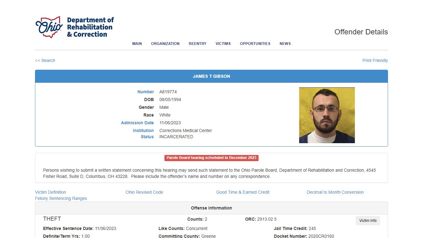Offender Details - appgateway.drc.ohio.gov